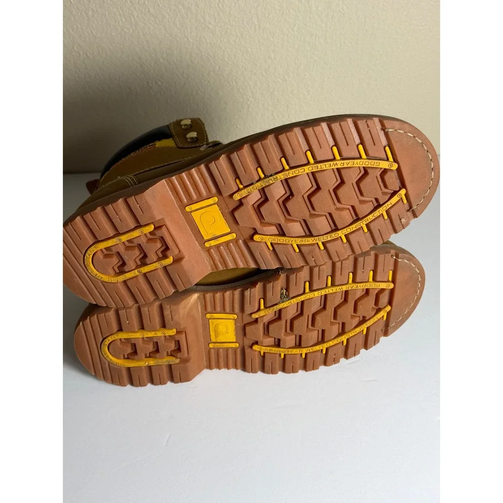 OverStone Mens Steel Toe Work Boots Wheat Leather Goodyear Welted